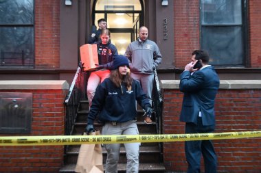 Manhattan, New York, USA - December 28, 2024: 35-year-old man shot and killed at 332 west 49th street in the hells kitchen section of manhattan, new york. Saturday morning at approximately 2:54 am, police responded to 332 west. (Kyle Mazza/Thenews2) clipart