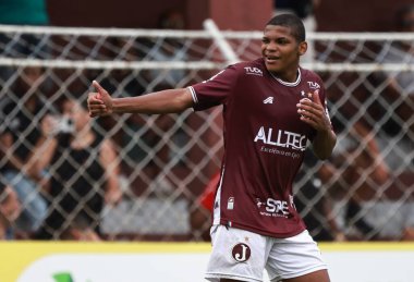 Sao paulo (sp), Brazil 01/08/2025 gabriel sinfronio from juventus scores and celebrates his goal in, match between juventus against portuguesa santista, valid for the 2nd round copinha sicredi 2025 (leco viana / thenews2) clipart