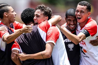 Osasco (sp), Brezilya 01 / 15 / 2025 - Audax-sp oyuncusu Marcos, 2025 sicredi copinha 'nın üçüncü turunda karşılaşan Athletico-Pr ile yaptığı maçta golünü kutluyor. (pedro paulo diaz / the new ws2)