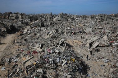 the massive extent of destruction in jabalia camp after the withdrawal of the occupation forces. January 23, 2025, gaza, palestine (hashem zimmo / thenews2) clipart