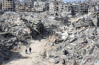 the massive extent of destruction in jabalia camp after the withdrawal of the occupation forces. January 23, 2025, gaza, palestine (hashem zimmo / thenews2) clipart