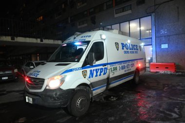 New York, USA: January 28, 2025 - nypd crime scene unit investigators at the scene where one teenage boy was shot and killed and another was injured in a shooting in the East Flatbush neighborhood of Brooklyn, New York. (Kyle Mazza/Thenews2) clipart