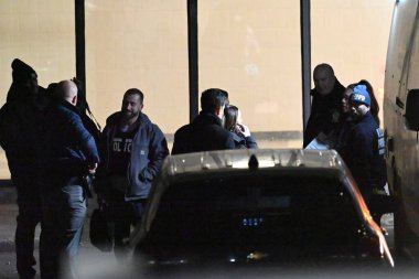 New York, USA: January 28, 2025 - nypd crime scene unit investigators at the scene where one teenage boy was shot and killed and another was injured in a shooting in the East Flatbush neighborhood of Brooklyn, New York. (Kyle Mazza/Thenews2) clipart