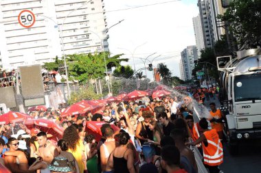 Brazil, Sao paulo, 01/31/2025 - carnival/blocks - archive: firefighters throw water to cool down revelers at the street carnival on 02/13/2024 - the carnival blocks of sao paulo delivered a letter to mayor ricardo nunes. (Leandro Chemalle/Thenews2) clipart