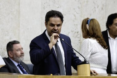 Sao paulo (sp), 02/04/2025  councilman adrilles reis jorge (uniao), during the first plenary session of the year of the sao paulo city council, at the anchieta palace (leco viana / thenews2) clipart