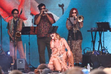 Sao Paulo (sp), Brezilya 03 / 05 / 2025 - şarkıcı Helena Serena, Alto de Pinheiros 'taki villa Lobos Park' ta düzenlenen nomade festivalinde sahne aldı.