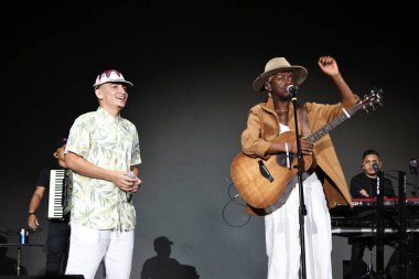 Sao Paulo (SP), Brezilya 04 / 05 / 2025 - şarkıcı Joao Gomes 'in şarkıcı Jota.pe' nin katılımıyla gerçekleştirilen gösteri, Alto de Pinheiros 'taki Villa Lobos Park' ta düzenlenen Nomade Festivali sırasında sahneleniyor. 