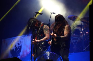 Sao Paulo (sp), Brezilya 04 / 05 / 2025 - Latin Amerika 'nın anısına düzenlenen ve Brezilya' nın en büyük metal festivali olan, çete üyelerinin güneş sahnesindeki çekimlerini kapatan grubun performansı (04)