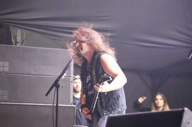 Sao Paulo (sp), Brezilya 04 / 05 / 2025 - Latin Amerika 'nın anısına düzenlenen ve Brezilya' nın en büyük metal festivali olan, çete üyelerinin güneş sahnesindeki çekimlerini kapatan grubun performansı (04)