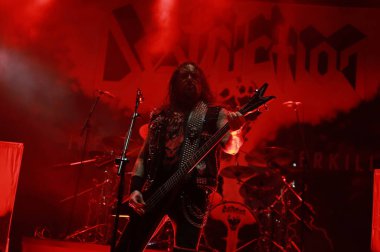 Sao Paulo (sp), Brezilya 04 / 05 / 2025 - Latin Amerika 'nın anısına düzenlenen ve Brezilya' nın en büyük metal festivali olan, çete üyelerinin güneş sahnesindeki çekimlerini kapatan grubun performansı (04)