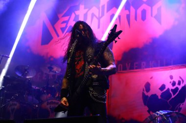 Sao Paulo (sp), Brezilya 04 / 05 / 2025 - Latin Amerika 'nın anısına düzenlenen ve Brezilya' nın en büyük metal festivali olan, çete üyelerinin güneş sahnesindeki çekimlerini kapatan grubun performansı (04)