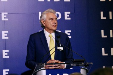 13 Mayıs 2025, New York, ABD: ronaldo caiado, Goias Valisi, Brezilya haftası boyunca New York 'taki Harvard Club' da düzenlenen 14. Lide Brezilya yatırım forumu sırasında gerçekleştirilmiştir (niyi fote / thenews2)