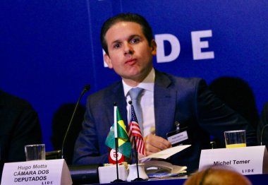 13 Mayıs 2025, New York, ABD: hugo motta, Brezilya Milletvekilleri Meclisi Başkanı New York 'taki Harvard Club' da düzenlenen 14. Lide Brezilya Yatırım Forumu sırasında (niyi fote / the enews2)