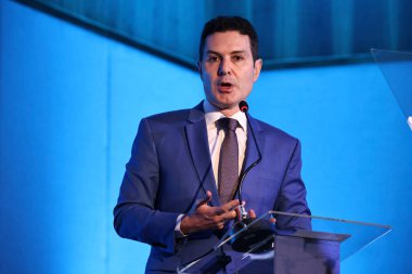 Sao Paulo (SP), Brezilya 05 / 28 / 2025 Jader Filho, Şehir Bakanı, emlak sektörünün geleceğini şekillendiren lider ve uzmanların bir toplantısı olan Abrainc 2025 zirvesinde konuşuyor ve dersler veriyor (leco viana / thews2)