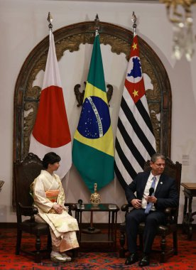 Sao Paulo (sp), Brezilya 06 / 06 / 2025 - Sao Paulo Eyaleti valisi, Tarcisio de freitas ve Japon İmparatorluğu Prensesi Kako arasında Morumbi 'deki Bandeirantes Sarayı' nda ikili görüşme (leco viana / thews2)