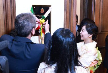 Sao Paulo (sp), Brezilya 06 / 06 / 2025 - Sao Paulo Eyaleti valisi, Tarcisio de freitas ve Japon İmparatorluğu Prensesi Kako arasında Morumbi 'deki Bandeirantes Sarayı' nda ikili görüşme (leco viana / thews2)