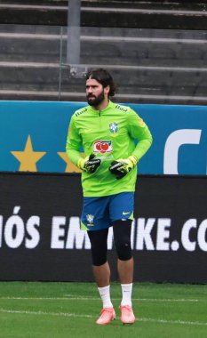 Sao Paulo (SP), Brezilya 06 / 09 / 2025 kaleci Alisson, Paraguay milli takımına karşı oynanan maçtan önce Neo Quimica Arena 'da (leco viana / thenews2)