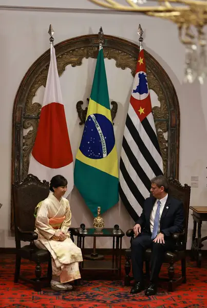 Sao Paulo (sp), Brezilya 06 / 06 / 2025 - Sao Paulo Eyaleti valisi, Tarcisio de freitas ve Japon İmparatorluğu Prensesi Kako arasında Morumbi 'deki Bandeirantes Sarayı' nda ikili görüşme (leco viana / thews2)
