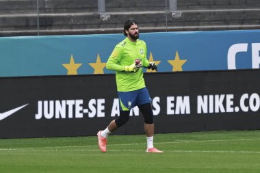 Sao Paulo (sp) Brazil 06 / 09 / 2025 alisson, bu pazartesi Sao Paulo 'daki Neo Quimica Arena' da (sp) antrenman yaparken Brezilya milli takımı ile antrenman yapıyor. (leco viana / the newws2)