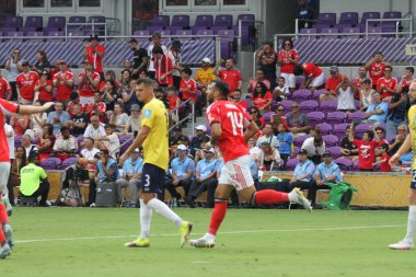 June 20, 2025, orlando, florida, usa: pavlidis evangelos #14 scored second goal of benfica and celebrates with teammates during soccer match between sl benfica and auckland fc in the phase group (niyi fote / thenews2)