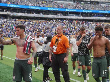 Chelsea, Fifa Dünya Kupası 2025 yarı finallerinde fluminense 'i yendi. 8 Temmuz 2025, New Jersey, ABD: Chelsea oyuncuları futbol maçından sonra taraftarlarıyla fluminense 'e karşı zaferlerini kutluyorlar (niyi fote / thews2)