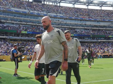 Chelsea, Fifa Dünya Kupası 2025 yarı finallerinde fluminense 'i yendi. 8 Temmuz 2025, New Jersey, ABD: Chelsea oyuncuları futbol maçından sonra taraftarlarıyla fluminense 'e karşı zaferlerini kutluyorlar (niyi fote / thews2)