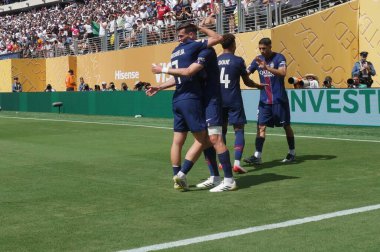 psg vs Real Madrid: Yarı finaller Fifa Dünya Kulüpler Kupası. 9 Temmuz 2025, New Jersey, U.S.F. Ruiz # 8 psg takımının Paris Saint Germain ve Real Madrid arasındaki futbol maçında attığı üçüncü golü kutladı (niyi fote / theenews2)