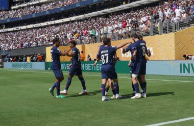 psg vs Real Madrid: Yarı finaller Fifa Dünya Kulüpler Kupası. 9 Temmuz 2025, New Jersey, U.S.F. Ruiz # 8 psg takımının Paris Saint Germain ve Real Madrid arasındaki futbol maçında attığı üçüncü golü kutladı (niyi fote / theenews2)