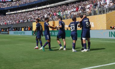psg vs Real Madrid: Yarı finaller Fifa Dünya Kulüpler Kupası. 9 Temmuz 2025, New Jersey, U.S.F. Ruiz # 8 psg takımının Paris Saint Germain ve Real Madrid arasındaki futbol maçında attığı üçüncü golü kutladı (niyi fote / theenews2)