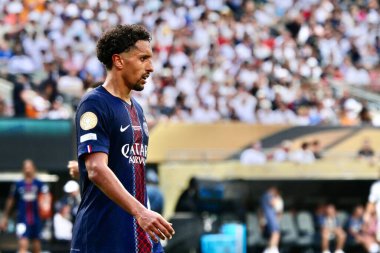 9 Temmuz 2025, New Jersey, ABD: marquinhos # 5, Paris Saint Germain ile Real Madrid arasındaki futbol maçının kaptanı, Fifa Dünya Kulüpler Kupası 2025 yarı finalleri için geçerlidir (niyi fote / thenews2)