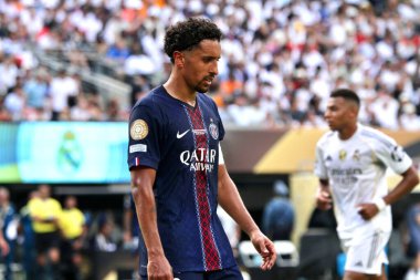 9 Temmuz 2025, New Jersey, ABD: marquinhos # 5, Paris Saint Germain ile Real Madrid arasındaki futbol maçının kaptanı, Fifa Dünya Kulüpler Kupası 2025 yarı finalleri için geçerlidir (niyi fote / thenews2)
