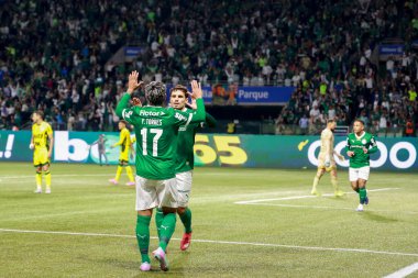 Sao Paulo (SP), Brezilya 7 / 16 / 2025 - Palmeiras 'lı Facundo Torres Palmeiras ve Mirassol arasındaki maçtaki golünü Brezilya futbol şampiyonasının 14. turu (leco viana / theenews2)
