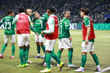 Sao Paulo (SP), Brezilya 7 / 16 / 2025 - Palmeiras 'lı Facundo Torres Palmeiras ve Mirassol arasındaki maçtaki golünü Brezilya futbol şampiyonasının 14. turu (leco viana / theenews2)