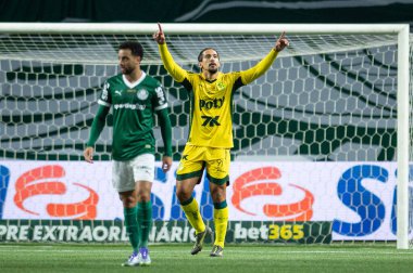 Sao Paulo (SP), Brezilya 7 / 16 / 2025 - Chico da Costa, Brezilya Futbol Şampiyonası (ronaldo barreto / thenews2) 14. turu için Palmeiras ve Mirassol arasındaki maçtaki golünü kutluyor.)