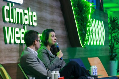 Sao Paulo (SP), 4 Ağustos 2025 İklim Haftası / CUBO / SP Bruno Z ile Endüstriyel Dekarbonizasyon Paneli. (Brezilya-Almanya Ticaret Odası) ve Andreisa Flores (CUBO Itau), İklim Haftası 'nda (leco viana / thews2)