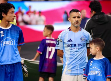 Lig Kupası 2025: NYFC ve sınır dışı edilen toluca f.c. 5 Ağustos 2025, New York, ABD 'li Nickfc ile Meksika' lı Nemportivo toluca f.c arasındaki futbol maçı sırasında Yankee Stadyumu 'ndaki 2025 numaralı lig kupasında ABD' li Moralez. (niyi fote / the new ws2)