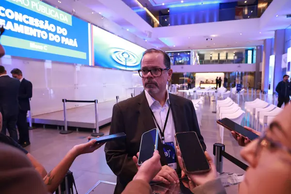 Sao Paulo (SP), Brezilya, 5 Ağustos 2025 Renato Medicis, Ege Sağlık ve Katılım Kurumu Başkan Yardımcısı, gazetecilerle yapılan açık artırma sonrasında basın toplantısına katıldı..