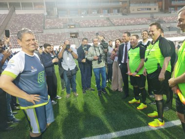 Sao Paulo (SP), Brezilya 08 / 26 / 2025 - Sao Paulo Valisi Tarcisio de Freitas, Sao Paulo Belediye Başkanı Ricardo Nunes ve diğer belediye başkanlarıyla oynadığı futbol maçına katıldı (leandro chemalle / thenews2)