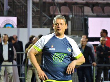 Sao Paulo (SP), Brezilya 08 / 26 / 2025 - Sao Paulo Valisi Tarcisio de Freitas, Sao Paulo Belediye Başkanı Ricardo Nunes ve diğer belediye başkanlarıyla oynadığı futbol maçına katıldı (leandro chemalle / thenews2)