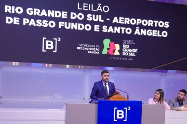Sao Paulo (SP), 26 Eylül 2025 - Rio Grande do Sul vali yardımcısı Gabriel Souza, Passo Fundo ve Santo Angelo havaalanlarının açık artırmasına katıldı. (Marcelo estevao.) (Yeni 2.)