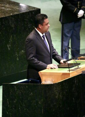 UNGA 80 Genel Kurul Müzakeresi. 25 Eylül 2025, New York, ABD: Ekselansları Anthony Franck Laurent Saint Cyr, Haiti Cumhuriyeti Başkanlık Konseyi Başkanı. (niyi fote\ theenews2)