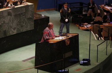 25 Eylül 2025, New York, ABD: Gana Cumhuriyeti Başkanı Ekselansları John Dramani Mahama BM genel merkezinde gerçekleşen UNGA 80 Genel Kurul Toplantısına hitaben bir konuşma yaptı. (niyi fote\ theenews2)   