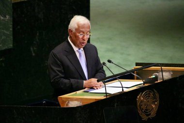 UNGA 80 Genel Kurul Müzakeresi. 25 Eylül 2025, New York, ABD: Avrupa Birliği Avrupa Konseyi Başkanı Ekselansları Antonio Costa UNGA 80 Genel Kurul Toplantısına seslendi. (niyi fote\ theenews2)   