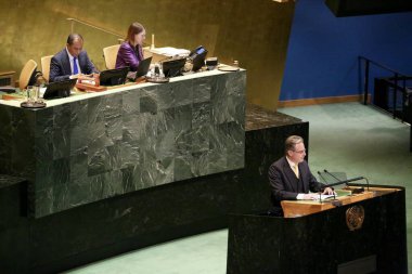 UNGA 80 Genel Kurul Müzakeresi. 25 Eylül 2025, New York, ABD: Belçika Krallığı Başbakanı Ekselansları Bart de Wever, UNGA 80 Genel Kurul Toplantısına seslendi. (niyi fote\ theenews2)   