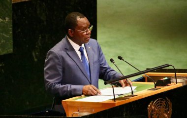 UNGA 80 Genel Kurul Müzakeresi. 25 Eylül 2025, New York, ABD: Çad Cumhuriyeti Başbakanı ve Başbakan Allah-Maye Halina, UNGA 80 Genel Kurul Toplantısına seslendi. (niyi fote\ theenews2)  