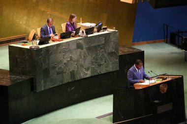 UNGA 80 Genel Kurul Müzakeresi. 25 Eylül 2025, New York, ABD: Çad Cumhuriyeti Başbakanı ve Başbakan Allah-Maye Halina, UNGA 80 Genel Kurul Toplantısına seslendi. (niyi fote\ theenews2)  