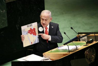 26 Eylül 2025, New York, ABD: İsrail Devleti Başbakanı Ekselansları Benjamin Netanyahu BM genel merkezinde gerçekleşen UNGA 80 Genel Kurul Müzakeresi 'ne hitaben bir konuşma yaptı (niyi fote / thews2)