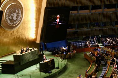 26 Eylül 2025, New York, ABD: İsrail Devleti Başbakanı Ekselansları Benjamin Netanyahu BM genel merkezinde gerçekleşen UNGA 80 Genel Kurul Müzakeresi 'ne hitaben bir konuşma yaptı (niyi fote / thews2)
