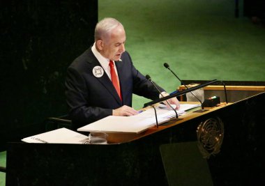 26 Eylül 2025, New York, ABD: İsrail Devleti Başbakanı Ekselansları Benjamin Netanyahu BM genel merkezinde gerçekleşen UNGA 80 Genel Kurul Müzakeresi 'ne hitaben bir konuşma yaptı (niyi fote / thews2)