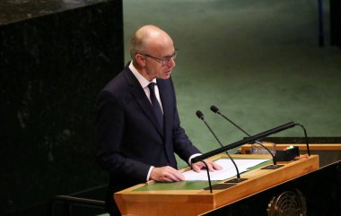 26 Eylül 2025, New York, ABD: Lüksemburg Büyük Dükalığı Başbakanı Luc Frieden BM genel merkezinde gerçekleşen UNGA 80 Genel Kurul Toplantısına (niyi fote / theenews2)